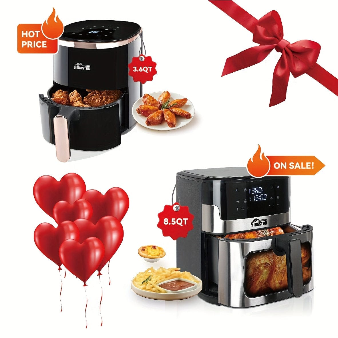 [Air Fryer] 8.5QT/3.6QT Air Fryer, Upgraded Large Capacity Suitable For 5-6 People, Smart Touch Screen For Easy Operation With 8 Preset Functions, Non-stick Coating For Easy Cleaning, Kitchen Accessories, Toaster Oven, Deep F